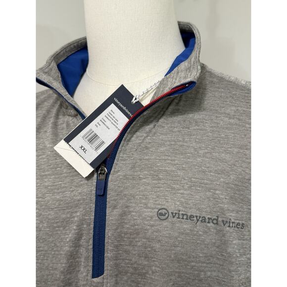 NEW Men's XXL Vineyard Vines Gray Sankaty 1/2 Zip Performance Pullover top - Picture 2 of 2